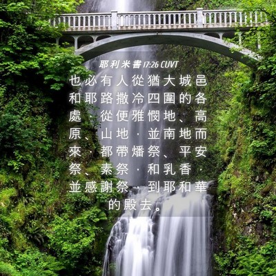 Picture 04 - 耶 利 米 書 17:26 CUVT - 也 必 有 人 從 猶 大 城 邑 和 耶 路 - Bible Verse Picture