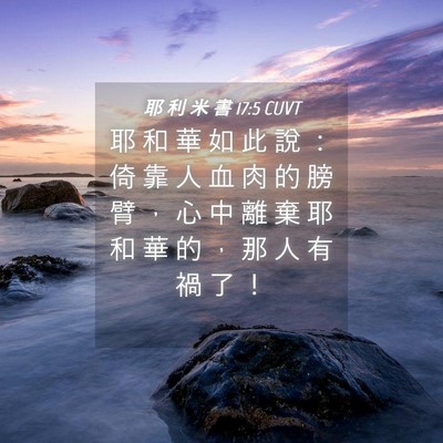 Picture 04 - 耶 利 米 書 17:5 CUVT - 耶 和 華 如 此 說 ： 倚 靠 人 血 肉 - Bible Verse Picture