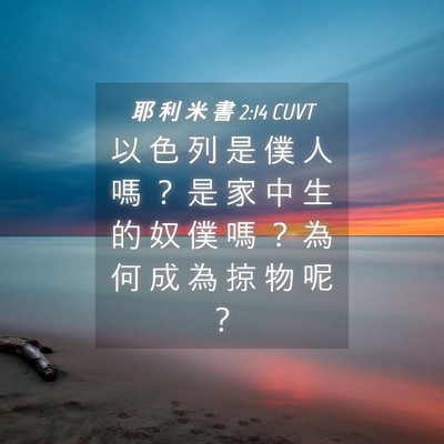 Picture 04 - 耶 利 米 書 2:14 CUVT - 以 色 列 是 僕 人 嗎 ？ 是 家 中 生 - Bible Verse Picture