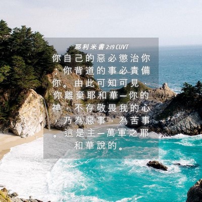 Picture 04 - 耶 利 米 書 2:19 CUVT - 你 自 己 的 惡 必 懲 治 你 ； 你 背 - Bible Verse Picture