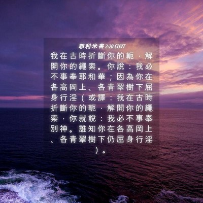 Picture 04 - 耶 利 米 書 2:20 CUVT - 我 在 古 時 折 斷 你 的 軛 ， 解 開 - Bible Verse Picture