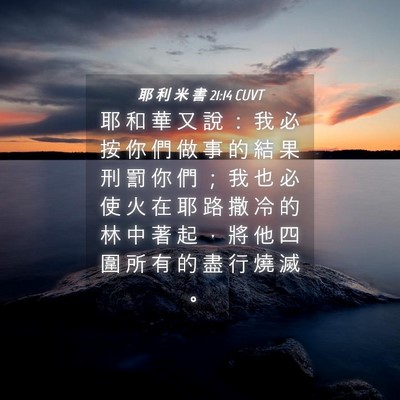 Picture 04 - 耶 利 米 書 21:14 CUVT - 耶 和 華 又 說 ： 我 必 按 你 們 做 - Bible Verse Picture