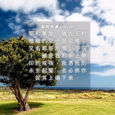 Picture 04 - 耶 利 米 書 22:24 CUVT - 耶 和 華 說 ： 猶 大 王 約 雅 敬 的 - Bible Verse Picture