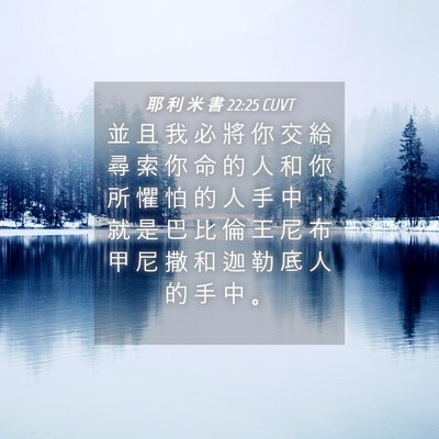 Picture 04 - 耶 利 米 書 22:25 CUVT - 並 且 我 必 將 你 交 給 尋 索 你 命 - Bible Verse Picture