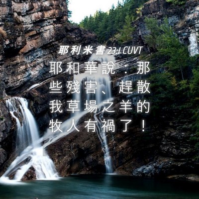 Picture 04 - 耶 利 米 書 23:1 CUVT - 耶 和 華 說 ： 那 些 殘 害 、 趕 散 - Bible Verse Picture