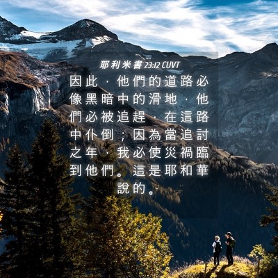 Picture 04 - 耶 利 米 書 23:12 CUVT - 因 此 ， 他 們 的 道 路 必 像 黑 暗 - Bible Verse Picture