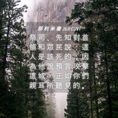 Picture 04 - 耶 利 米 書 26:11 CUVT - 祭 司 、 先 知 對 首 領 和 眾 民 說 - Bible Verse Picture