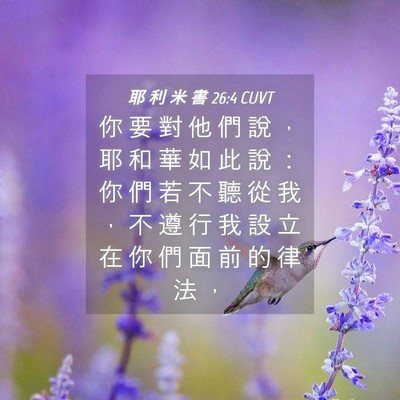 Picture 04 - 耶 利 米 書 26:4 CUVT - 你 要 對 他 們 說 ， 耶 和 華 如 此 - Bible Verse Picture