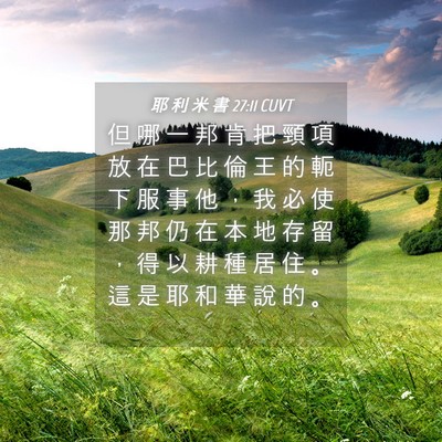 Picture 04 - 耶 利 米 書 27:11 CUVT - 但 哪 一 邦 肯 把 頸 項 放 在 巴 比 - Bible Verse Picture