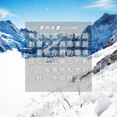 Picture 04 - 耶 利 米 書 27:12 CUVT - 我 就 照 這 一 切 的 話 對 猶 大 王 - Bible Verse Picture