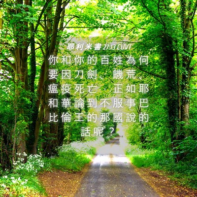 Picture 04 - 耶 利 米 書 27:13 CUVT - 你 和 你 的 百 姓 為 何 要 因 刀 劍 - Bible Verse Picture