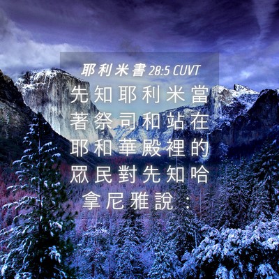 Picture 04 - 耶 利 米 書 28:5 CUVT - 先 知 耶 利 米 當 著 祭 司 和 站 在 - Bible Verse Picture