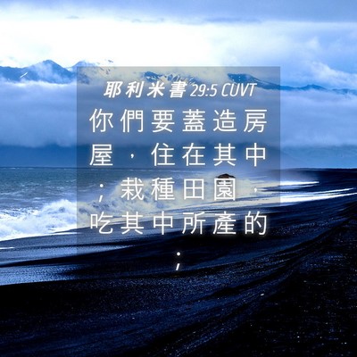 Picture 04 - 耶 利 米 書 29:5 CUVT - 你 們 要 蓋 造 房 屋 ， 住 在 其 中 - Bible Verse Picture