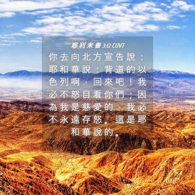 Picture 04 - 耶 利 米 書 3:12 CUVT - 你 去 向 北 方 宣 告 說 ： 耶 和 華 - Bible Verse Picture