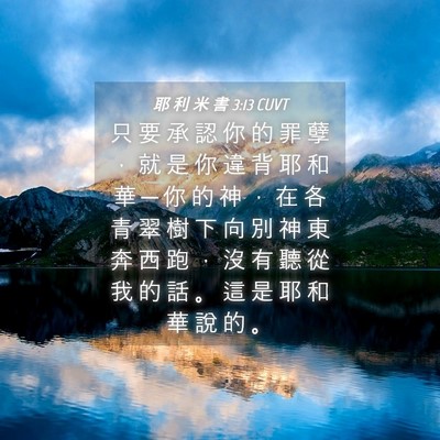 Picture 04 - 耶 利 米 書 3:13 CUVT - 只 要 承 認 你 的 罪 孽 ， 就 是 你 - Bible Verse Picture