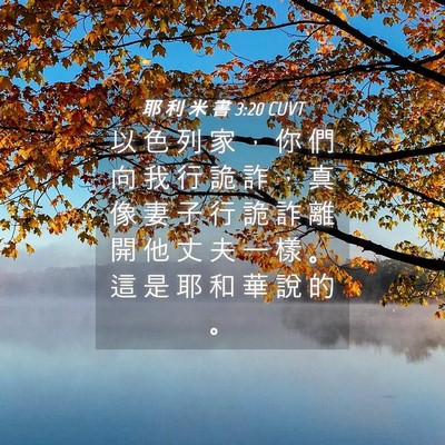 Picture 04 - 耶 利 米 書 3:20 CUVT - 以 色 列 家 ， 你 們 向 我 行 詭 詐 - Bible Verse Picture