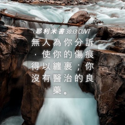Picture 04 - 耶 利 米 書 30:13 CUVT - 無 人 為 你 分 訴 ， 使 你 的 傷 痕 - Bible Verse Picture