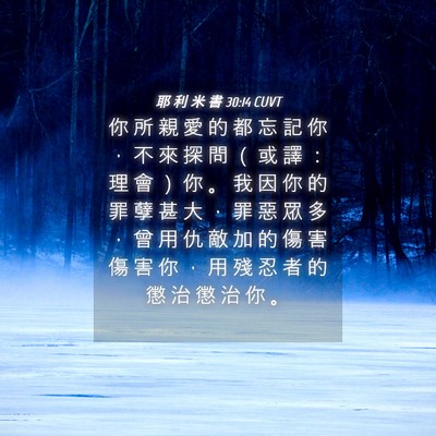 Picture 04 - 耶 利 米 書 30:14 CUVT - 你 所 親 愛 的 都 忘 記 你 ， 不 來 - Bible Verse Picture