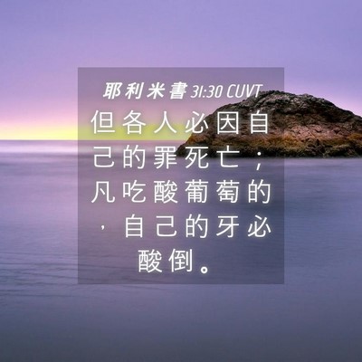 Picture 04 - 耶 利 米 書 31:30 CUVT - 但 各 人 必 因 自 己 的 罪 死 亡 ； - Bible Verse Picture