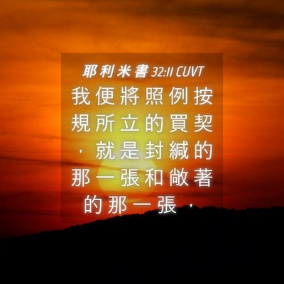 Picture 04 - 耶 利 米 書 32:11 CUVT - 我 便 將 照 例 按 規 所 立 的 買 契 - Bible Verse Picture