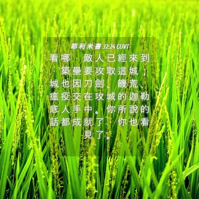 Picture 04 - 耶 利 米 書 32:24 CUVT - 看 哪 ， 敵 人 已 經 來 到 ， 築 壘 - Bible Verse Picture
