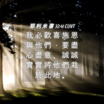 Picture 04 - 耶 利 米 書 32:41 CUVT - 我 必 歡 喜 施 恩 與 他 們 ， 要 盡 - Bible Verse Picture