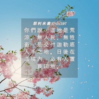 Picture 04 - 耶 利 米 書 32:43 CUVT - 你 們 說 ， 這 地 是 荒 涼 、 無 人 - Bible Verse Picture