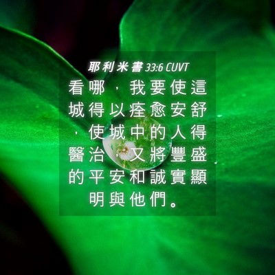 Picture 04 - 耶 利 米 書 33:6 CUVT - 看 哪 ， 我 要 使 這 城 得 以 痊 愈 - Bible Verse Picture