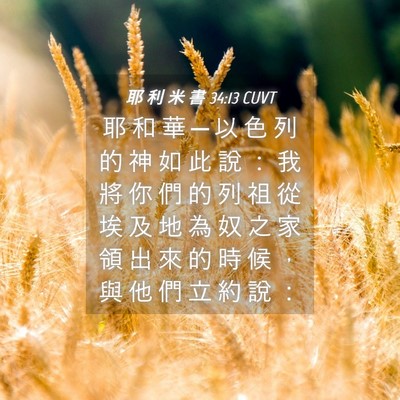 Picture 04 - 耶 利 米 書 34:13 CUVT - 耶 和 華 ─ 以 色 列 的 神 如 此 說 - Bible Verse Picture