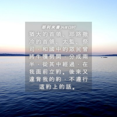 Picture 04 - 耶 利 米 書 34:18 CUVT - 猶 大 的 首 領 、 耶 路 撒 冷 的 首 - Bible Verse Picture