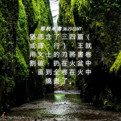 Picture 04 - 耶 利 米 書 36:23 CUVT - 猶 底 念 了 三 四 篇 （ 或 譯 ： 行 - Bible Verse Picture