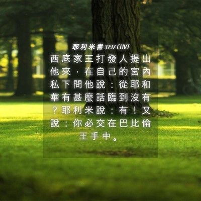 Picture 04 - 耶 利 米 書 37:17 CUVT - 西 底 家 王 打 發 人 提 出 他 來 ， - Bible Verse Picture