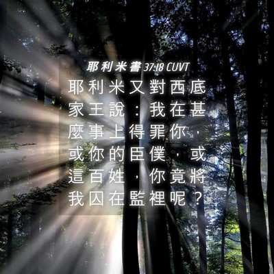 Picture 04 - 耶 利 米 書 37:18 CUVT - 耶 利 米 又 對 西 底 家 王 說 ： 我 - Bible Verse Picture