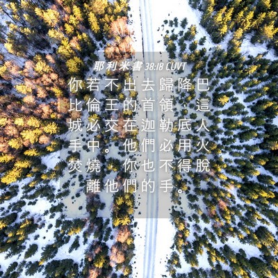 Picture 04 - 耶 利 米 書 38:18 CUVT - 你 若 不 出 去 歸 降 巴 比 倫 王 的 - Bible Verse Picture