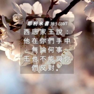 Picture 04 - 耶 利 米 書 38:5 CUVT - 西 底 家 王 說 ： 他 在 你 們 手 中 - Bible Verse Picture
