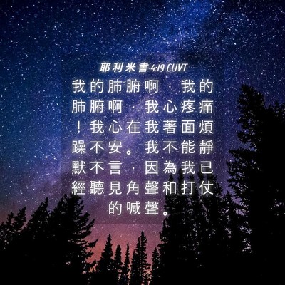 Picture 04 - 耶 利 米 書 4:19 CUVT - 我 的 肺 腑 啊 ， 我 的 肺 腑 啊 ， - Bible Verse Picture