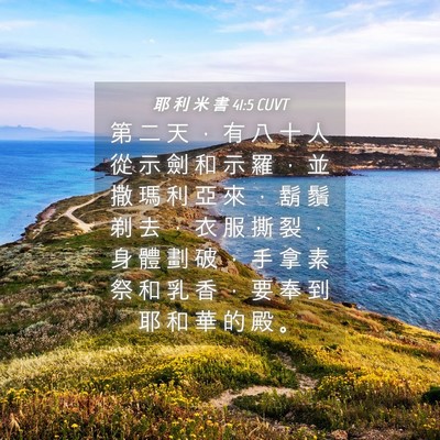 Picture 04 - 耶 利 米 書 41:5 CUVT - 第 二 天 ， 有 八 十 人 從 示 劍 和 - Bible Verse Picture