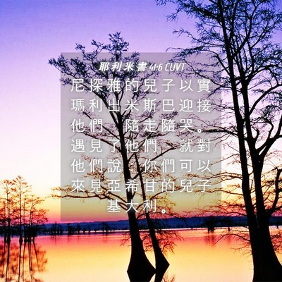 Picture 04 - 耶 利 米 書 41:6 CUVT - 尼 探 雅 的 兒 子 以 實 瑪 利 出 米 - Bible Verse Picture