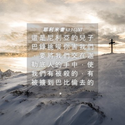 Picture 04 - 耶 利 米 書 43:3 CUVT - 這 是 尼 利 亞 的 兒 子 巴 錄 挑 唆 - Bible Verse Picture