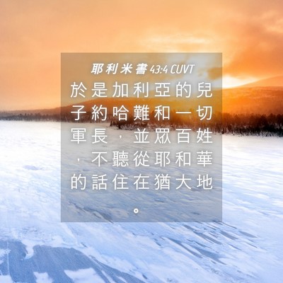 Picture 04 - 耶 利 米 書 43:4 CUVT - 於 是 加 利 亞 的 兒 子 約 哈 難 和 - Bible Verse Picture