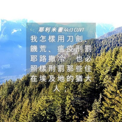 Picture 04 - 耶 利 米 書 44:13 CUVT - 我 怎 樣 用 刀 劍 、 饑 荒 、 瘟 疫 - Bible Verse Picture