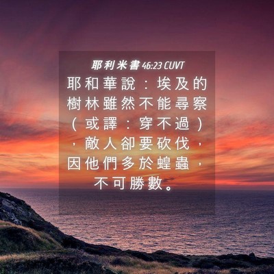 Picture 04 - 耶 利 米 書 46:23 CUVT - 耶 和 華 說 ： 埃 及 的 樹 林 雖 然 - Bible Verse Picture