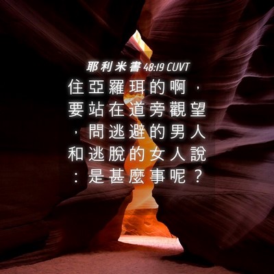 Picture 04 - 耶 利 米 書 48:19 CUVT - 住 亞 羅 珥 的 啊 ， 要 站 在 道 旁 - Bible Verse Picture