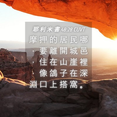 Picture 04 - 耶 利 米 書 48:28 CUVT - 摩 押 的 居 民 哪 ， 要 離 開 城 邑 - Bible Verse Picture