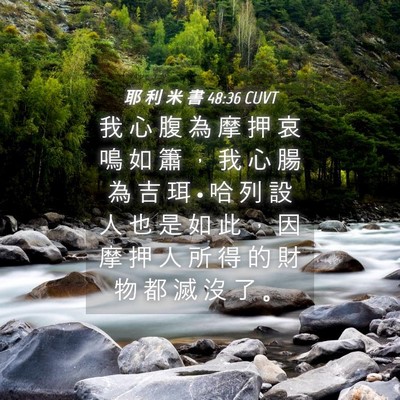 Picture 04 - 耶 利 米 書 48:36 CUVT - 我 心 腹 為 摩 押 哀 鳴 如 簫 ， 我 - Bible Verse Picture