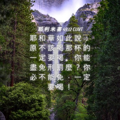Picture 04 - 耶 利 米 書 49:12 CUVT - 耶 和 華 如 此 說 ： 原 不 該 喝 那 - Bible Verse Picture