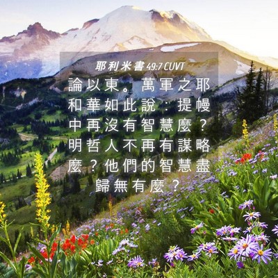Picture 04 - 耶 利 米 書 49:7 CUVT - 論 以 東 。 萬 軍 之 耶 和 華 如 此 - Bible Verse Picture