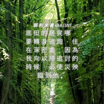 Picture 04 - 耶 利 米 書 49:8 CUVT - 底 但 的 居 民 哪 ， 要 轉 身 逃 跑 - Bible Verse Picture