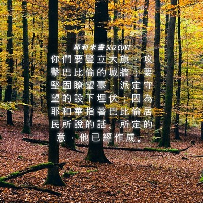 Picture 04 - 耶 利 米 書 51:12 CUVT - 你 們 要 豎 立 大 旗 ， 攻 擊 巴 比 - Bible Verse Picture