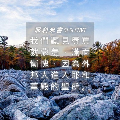 Picture 04 - 耶 利 米 書 51:51 CUVT - 我 們 聽 見 辱 罵 就 蒙 羞 ， 滿 面 - Bible Verse Picture